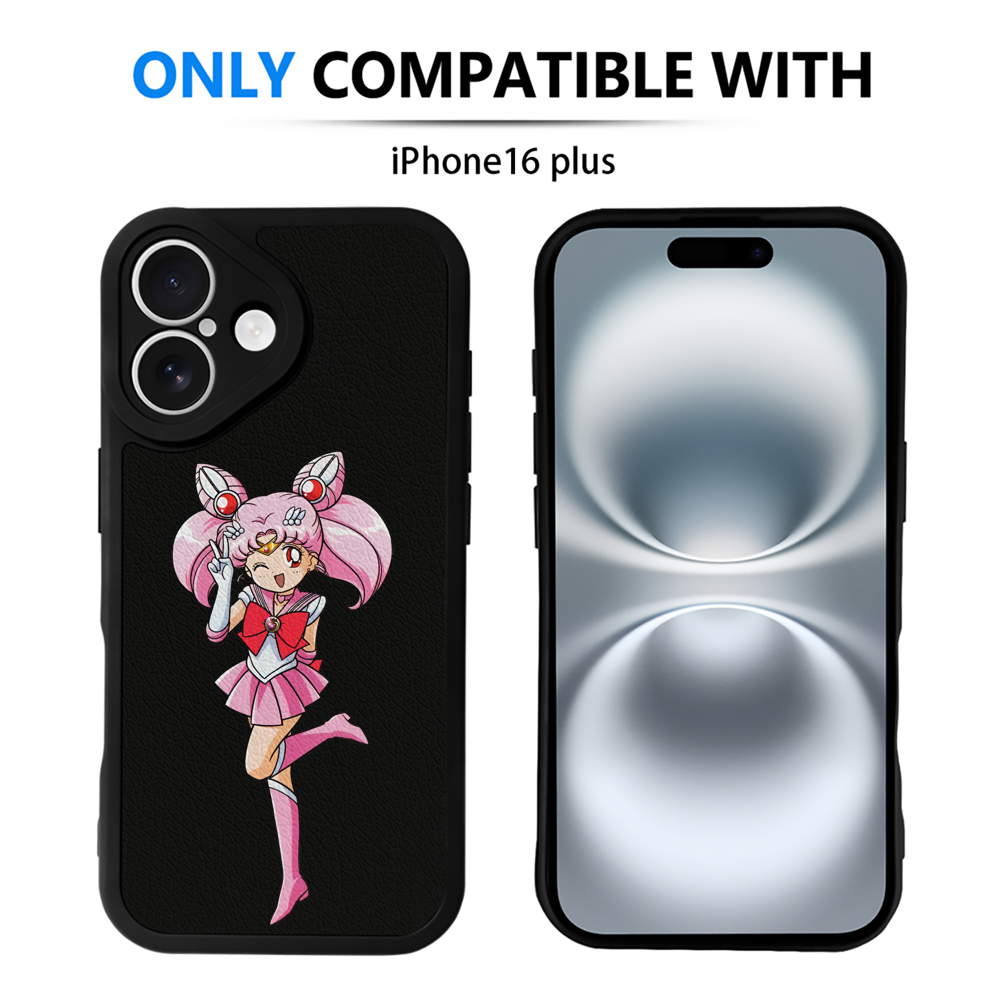 （画像用） 美少女戦士セーラームーン ちびうさ Sailor Moon Chibiusa Tsukino Usagi Small Lady Serenity 【iPhone 16シリーズ対応】シリコンスマホケース（レザー調） 材質：シリコン